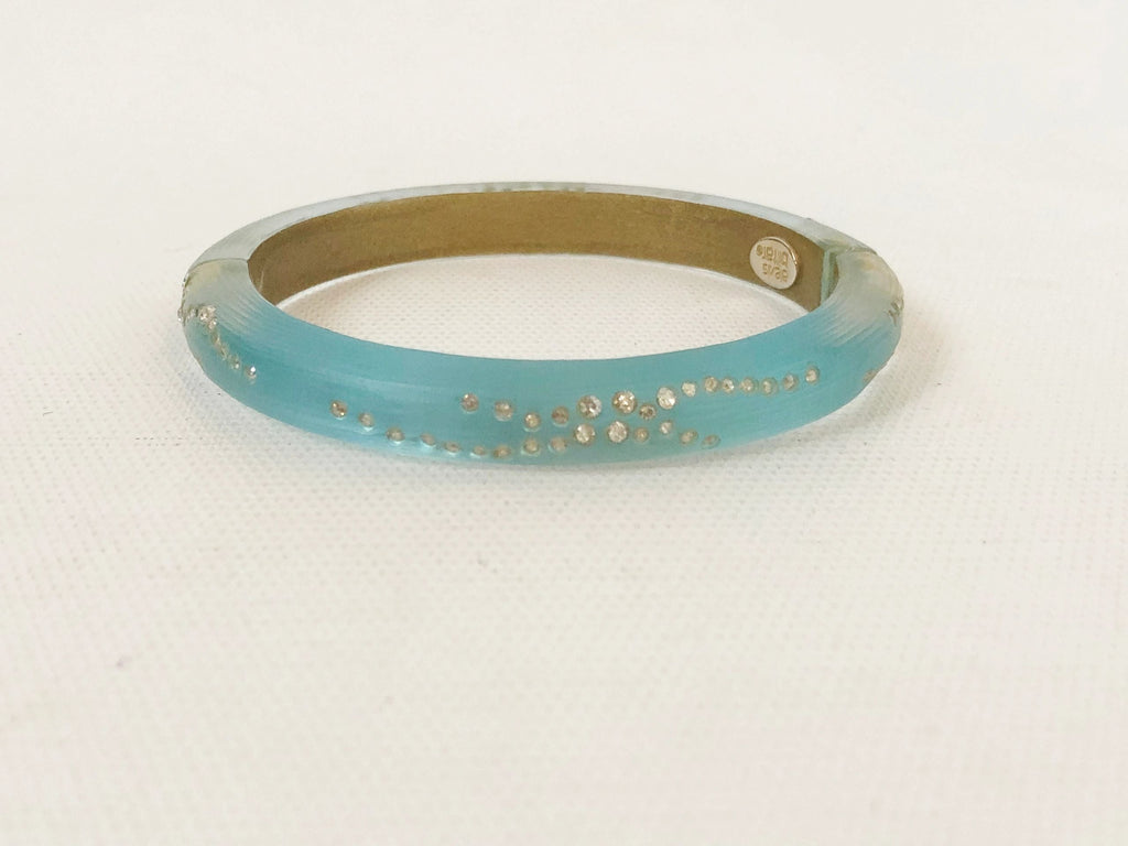 Alexis Bittar Crystal Studded Lucite Hinged Bangle Bracelet - Blue, Brass  Bangle, Bracelets - WA569125 | The RealReal
